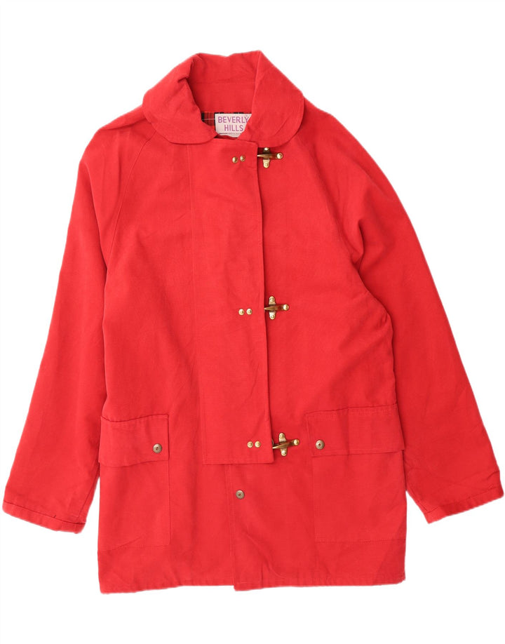 BEVERLY HILLS Womens Overcoat UK 10 Small Red Viscose