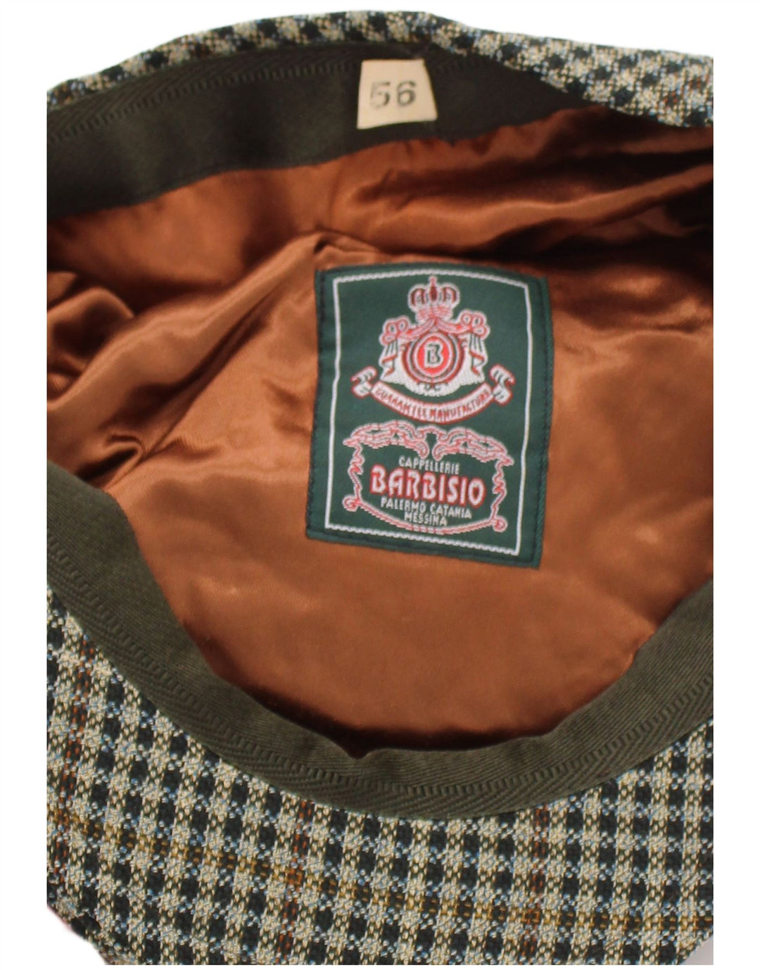 Barbisio Herren-Schiebermütze, mittelbraun, Hahnentrittmuster, klassisch