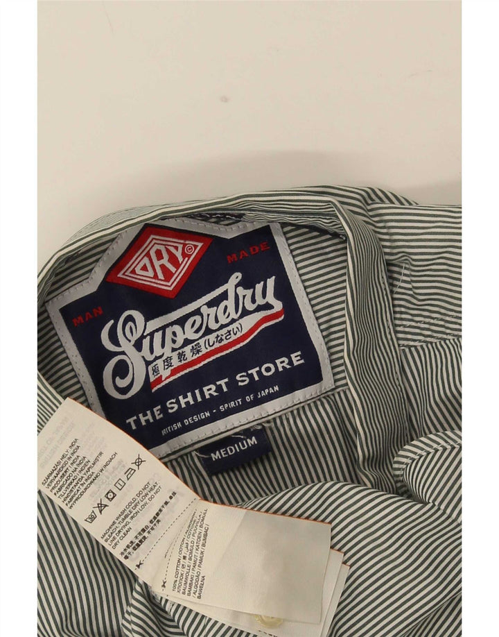 Superdry Herrenhemd aus mittelgrauer Nadelstreifen-Baumwolle