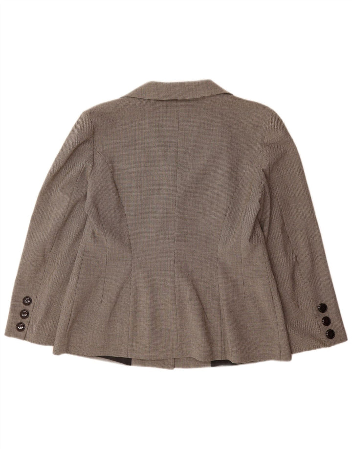 Zara Damen-Blazerjacke mit 4 Knöpfen, EU 42, großes graues Hahnentritt-Polyester
