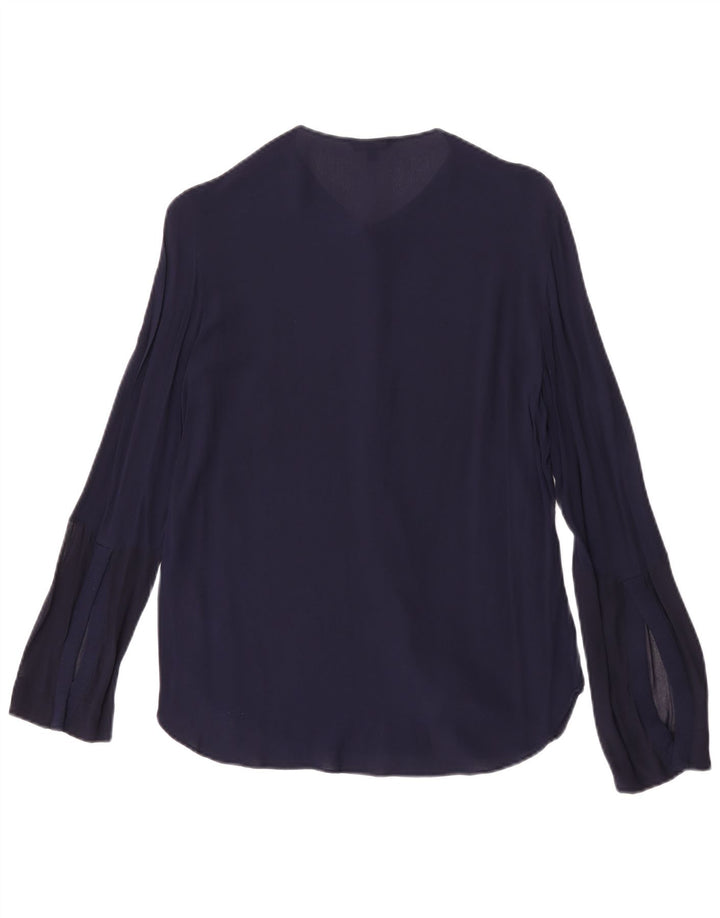 Massimo Dutti Damen Hemdbluse EU 40 Mittelmarineblaue Viskose