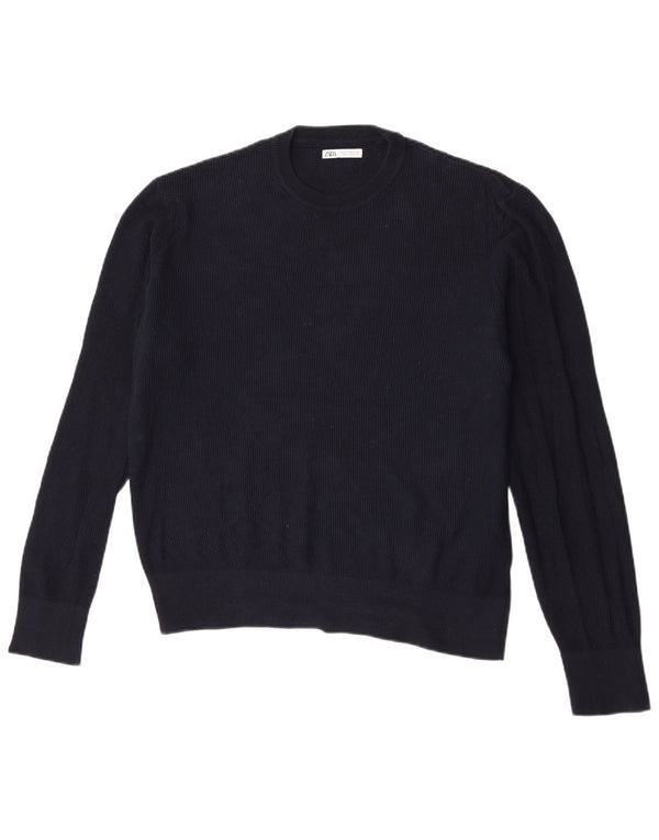Zara Herren-Pullover mit Rundhalsausschnitt, mittelgroß, Marineblau