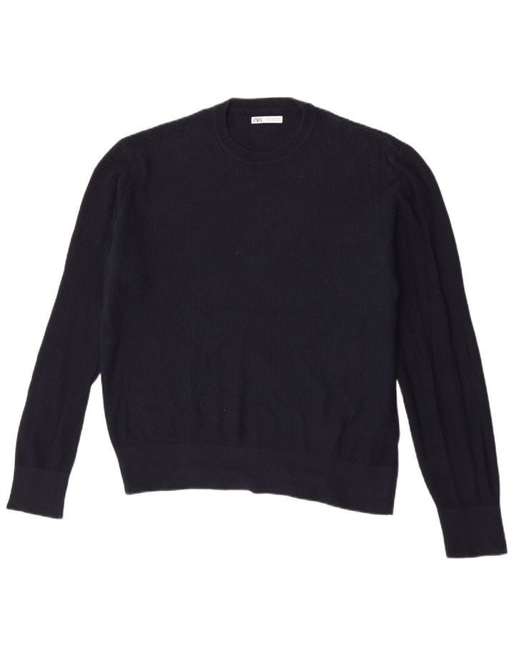 Zara Herren-Pullover mit Rundhalsausschnitt, mittelgroß, Marineblau