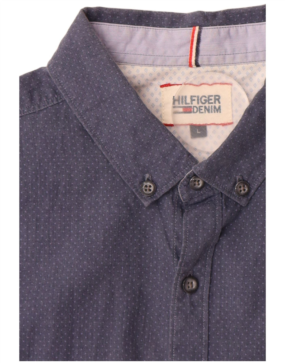 Tommy Hilfiger Herren-Kurzarmhemd, groß, blau gepunktet