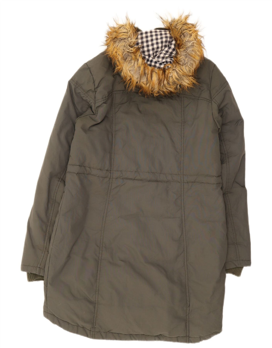 Fat Face Damen-Parka mit Kapuze, UK 10, Größe S, Khaki, Baumwolle