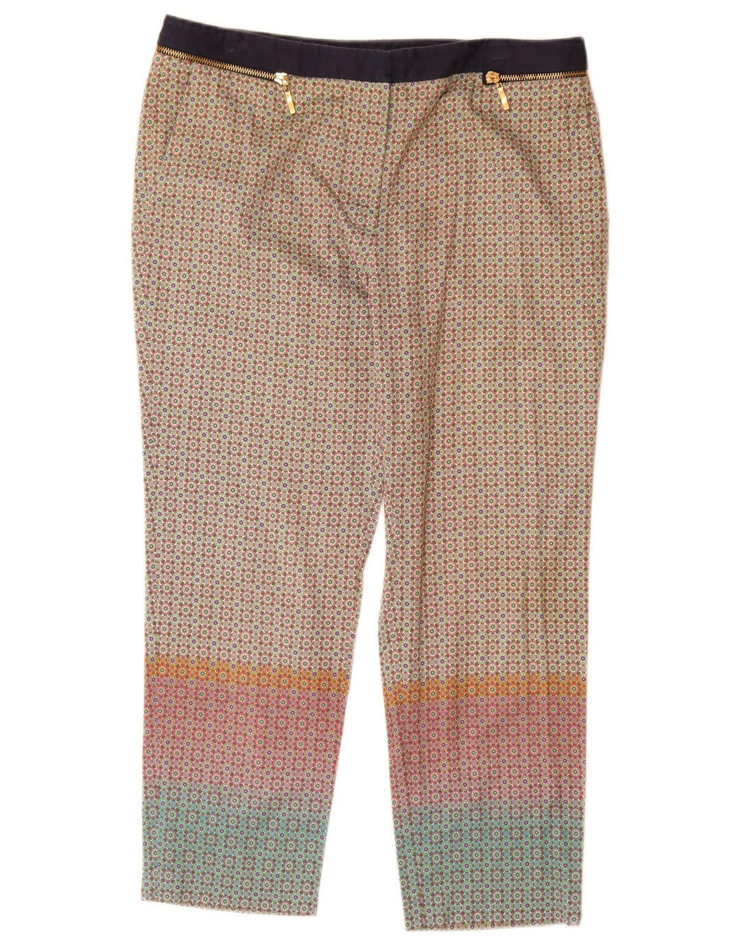 Zara Damen-Hose, kurz geschnitten, EU 40, mittelgroß, W30, L24, mehrfarbig, geometrisch