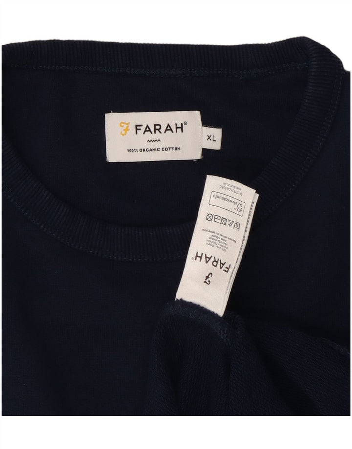 FARAH Herren-Pullover mit Rundhalsausschnitt, XL, marineblaue Baumwolle