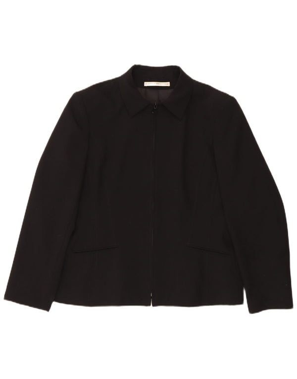 Vintage Damen Blazer mit durchgehendem Reißverschluss, Gr. 16, Groß, Schwarz