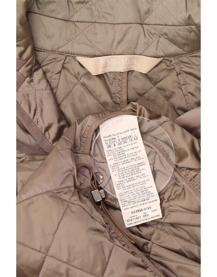 Max Mara Damen Steppjacke UK 10 Small Khaki Polyester