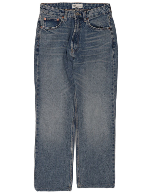 Zara Damen Crop Straight Jeans EU 38 Small W28 L25 Blau