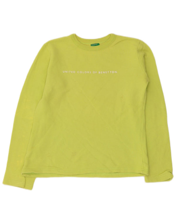 Benetton Mädchen-Sweatshirt mit Grafik, 11–12 Jahre, XL, grüne Baumwolle