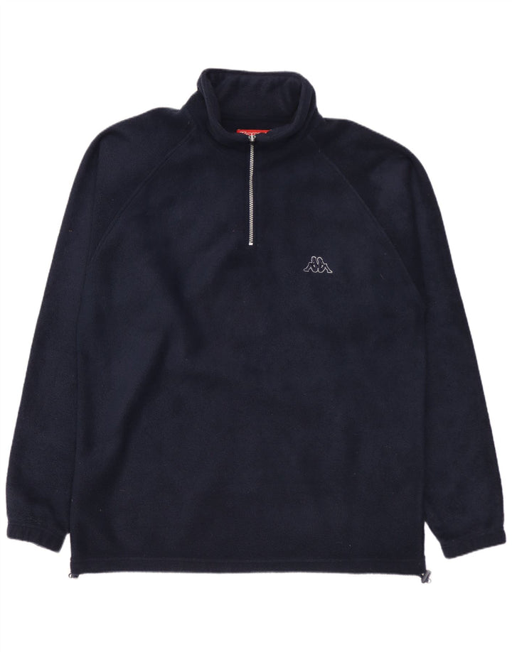 Kappa Herren-Fleecepullover mit Reißverschluss am Hals, groß, marineblaues Polyester