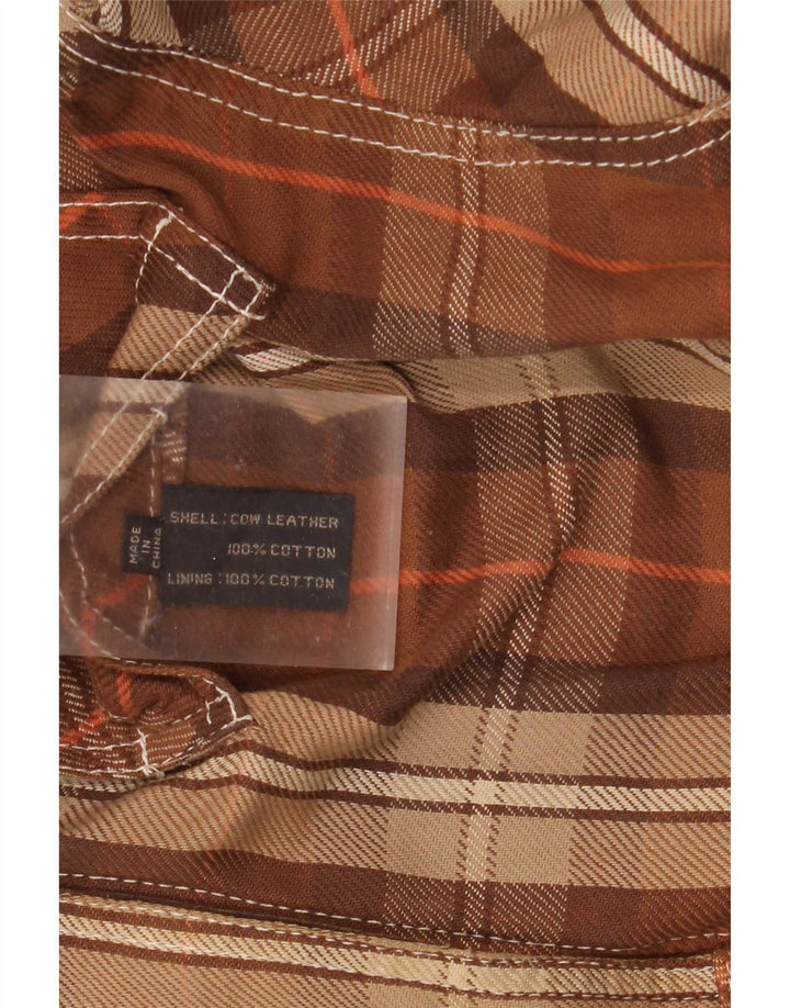 Diesel Herren Wendejacke UK 40 Großes braun kariertes Leder