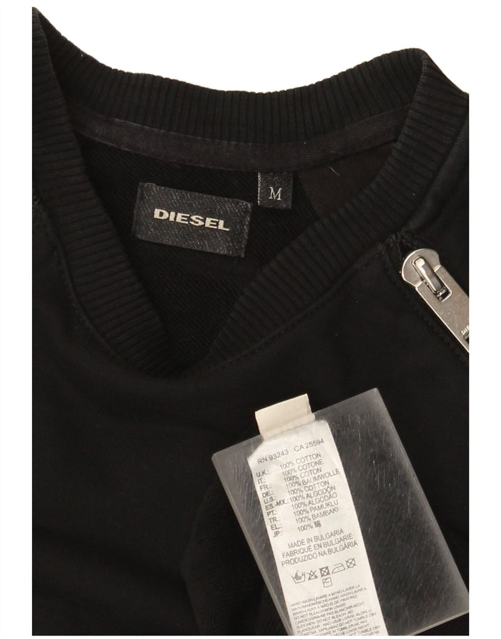 Diesel Damen-Sweatshirt-Pullover UK 14 Mittelschwarze Baumwolle
