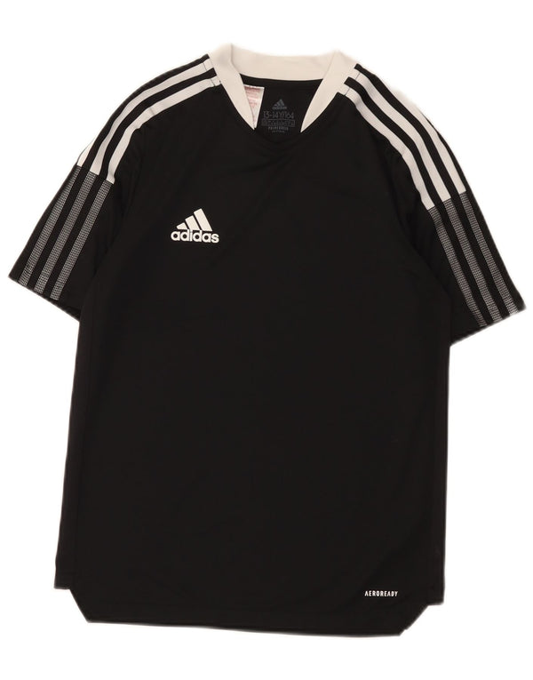Adidas Aeroready T-Shirt für Jungen, 13–14 Jahre, schwarzes Colourblock-Polyester