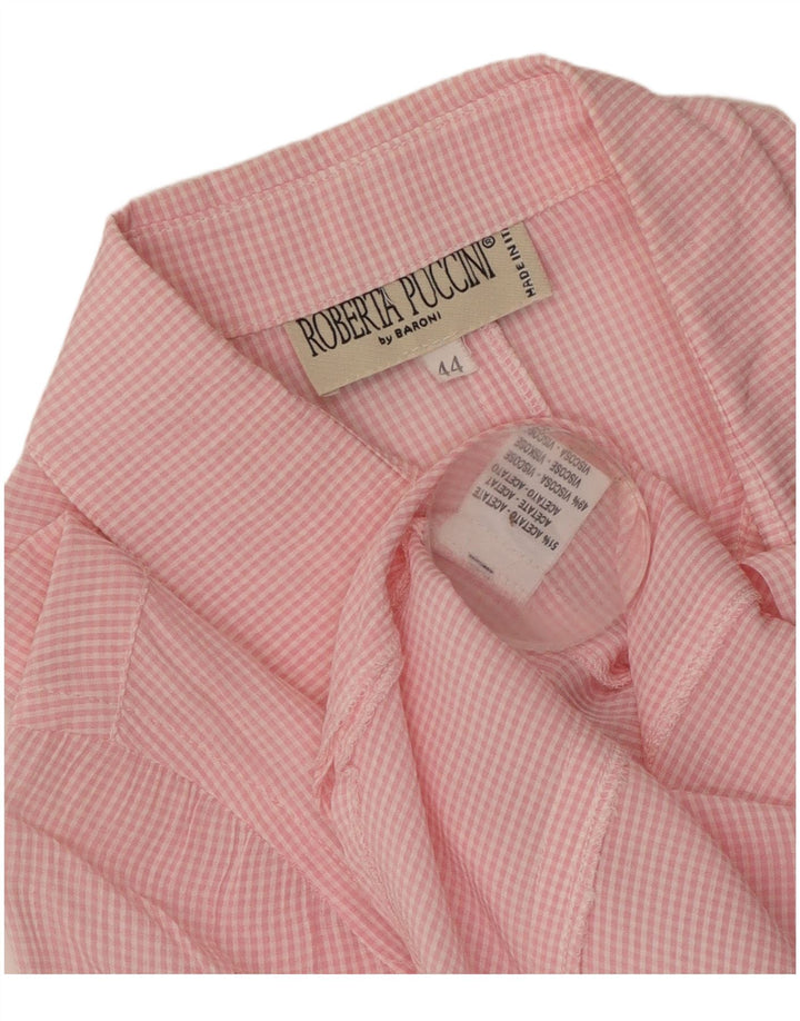 Roberta Puccini Damen Kurzarm-Hemdbluse IT 44 Mittelrosa Gingham