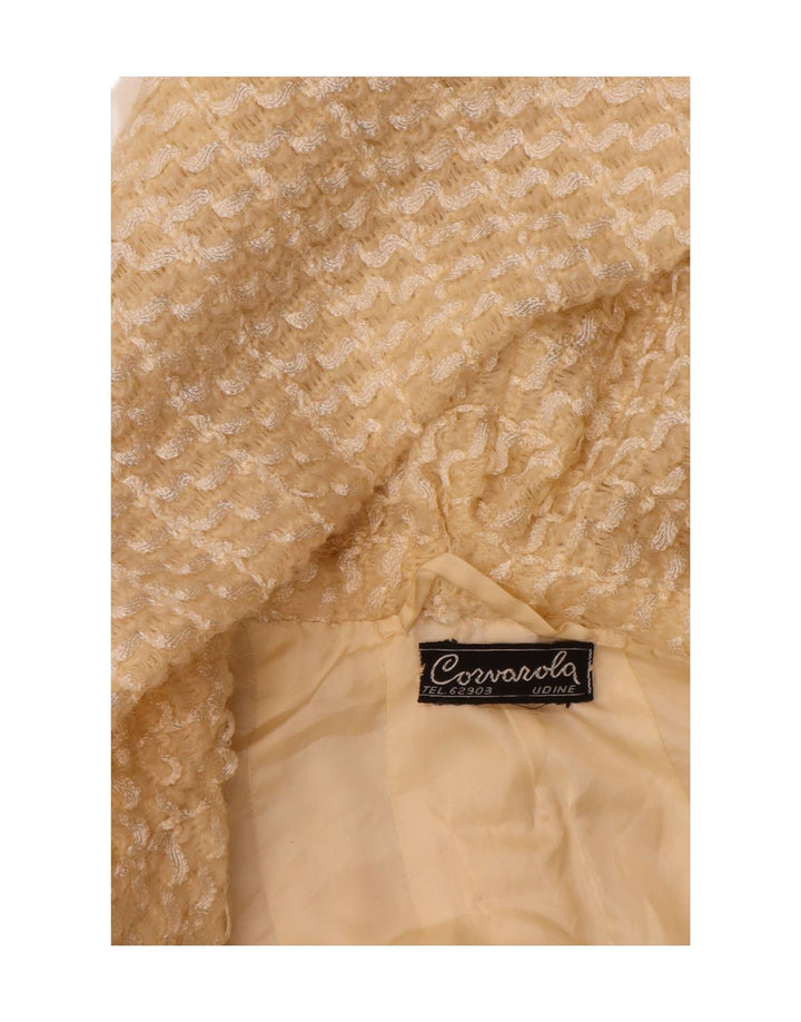Vintage Damen Kapuzenmantel UK 12 Mittelgelb gestreift