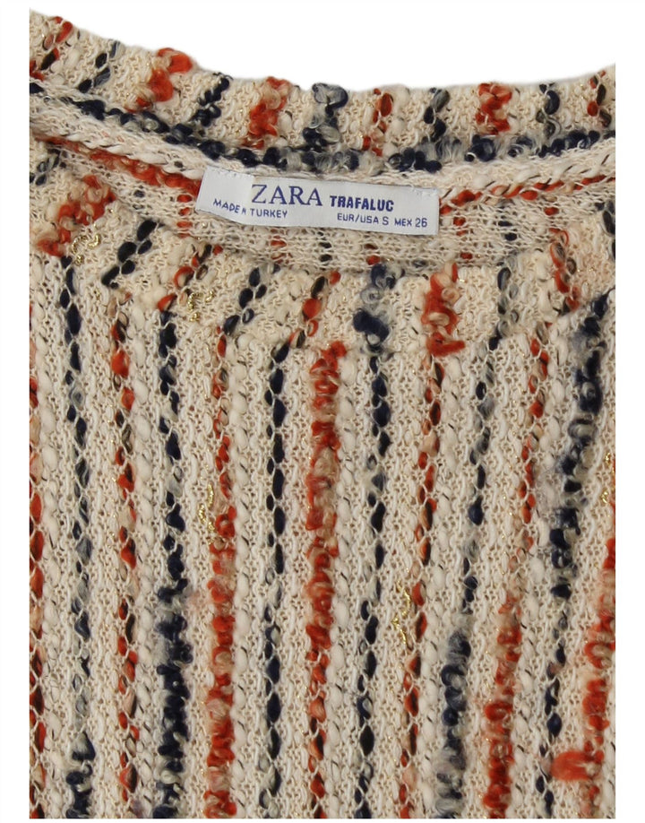 ZARA Damen Trafaluc Pulloverkleid UK 8 Small Off White gestreift