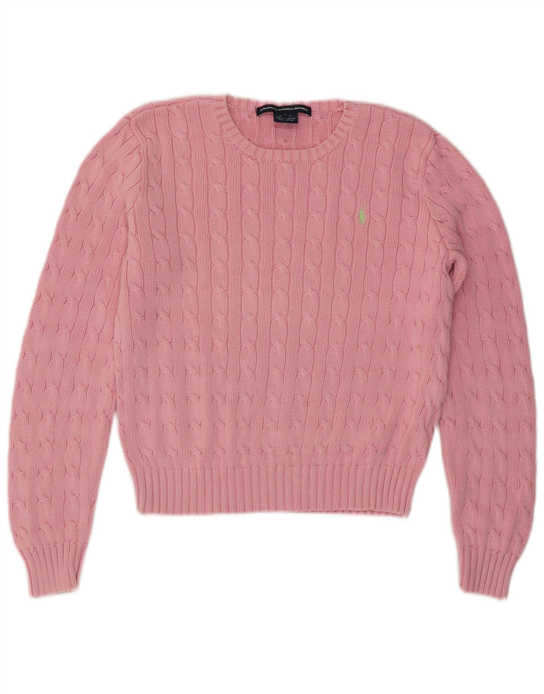 RALPH LAUREN Damen Crop Crew Neck Pullover Pullover UK 14 Large Pink