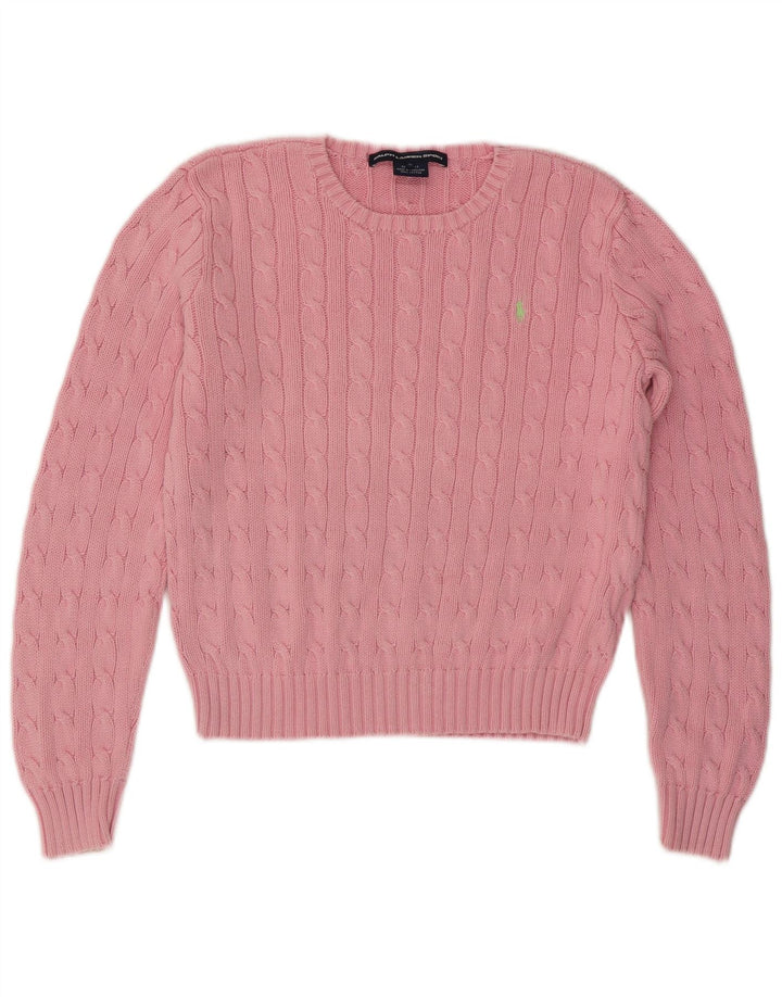RALPH LAUREN Damen Crop Crew Neck Pullover Pullover UK 14 Large Pink