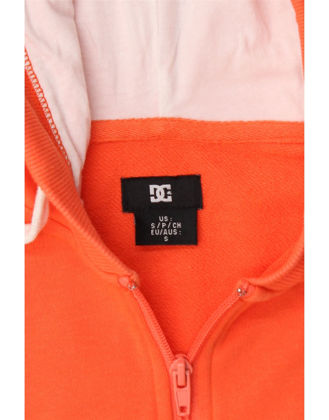 DC Womens Graphic Zip Hoodie Sweater UK 10 Small Orange Cotton