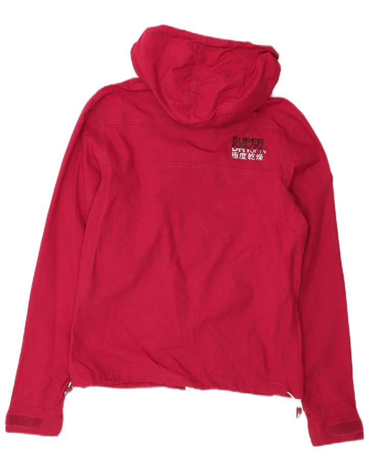 SUPERDRY Damen-Regenjacke mit Kapuze, UK 10, Größe S, rotes Nylon