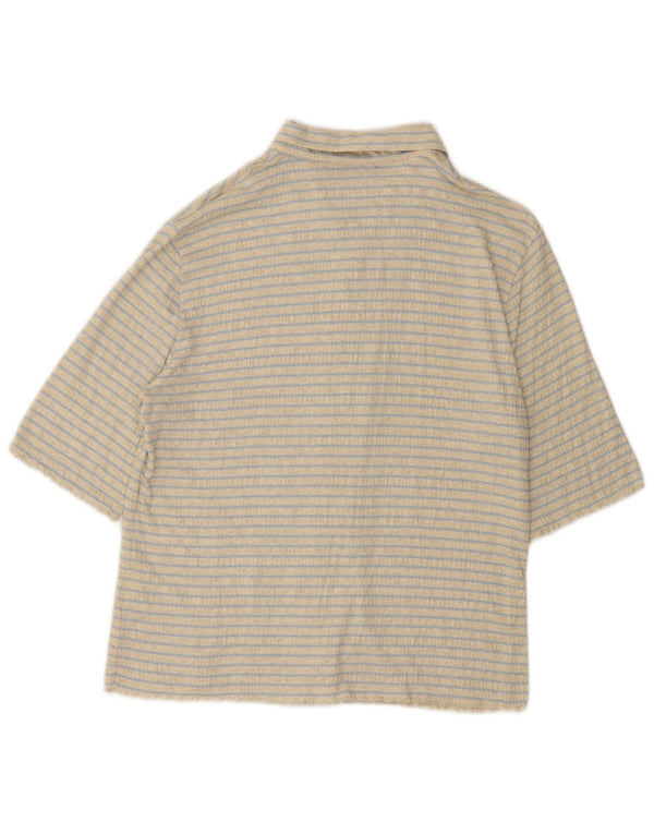 Marina Yachting Damen Kurzarm-Hemdbluse UK 14 Mittelbeige gestreift