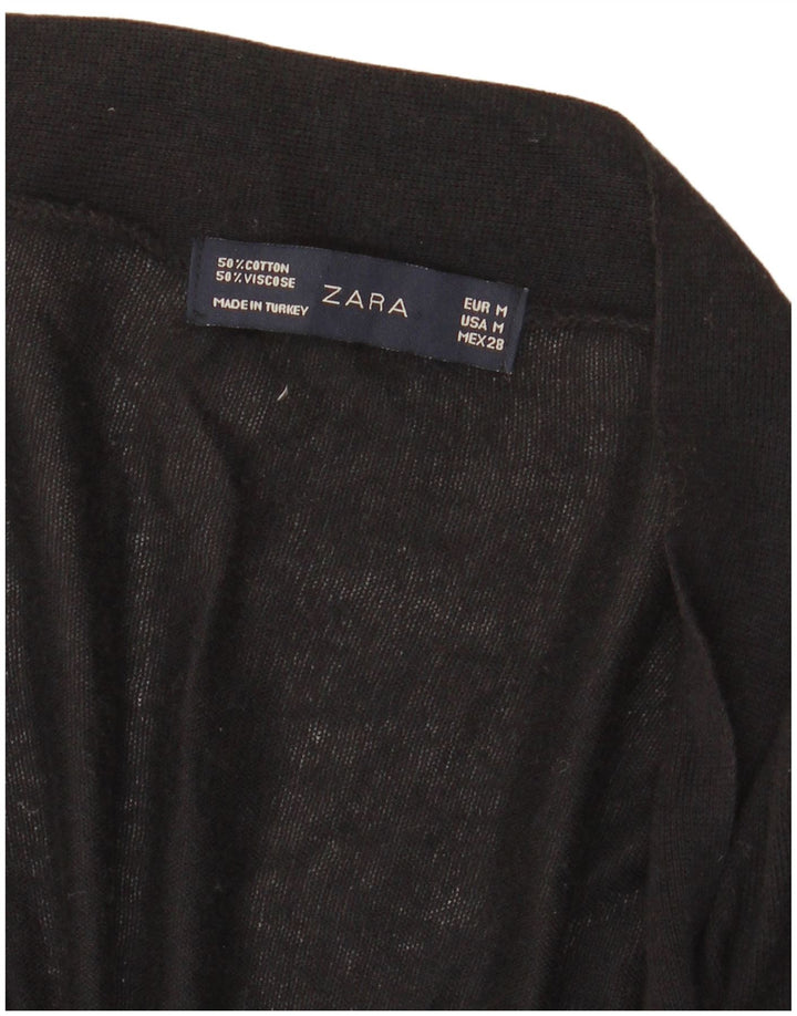 Offener Cardigan für Damen von Zara, UK 12, mittelschwarz, Baumwolle