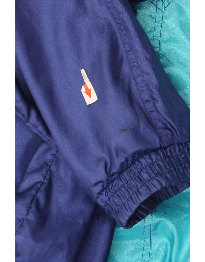Vintage Herren-Trainingsanzug-Top-Jacke, mittelgroß, marineblau, Colourblock-Polyamid
