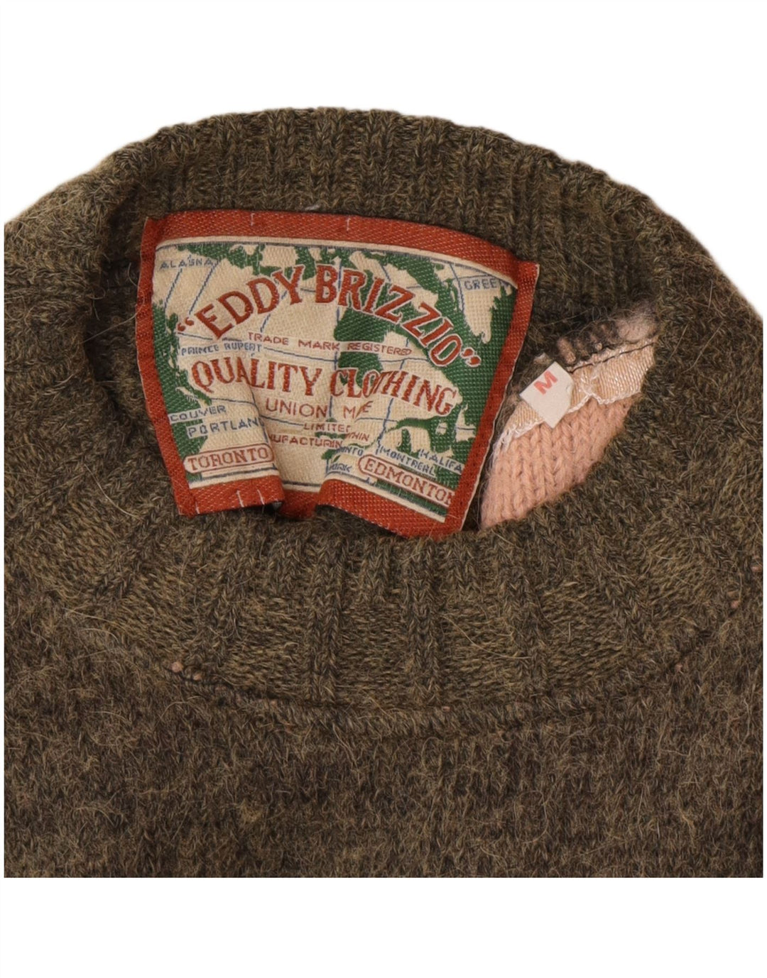 Vintage Herren Pullover mit Rundhalsausschnitt Medium Khaki Fair Isle