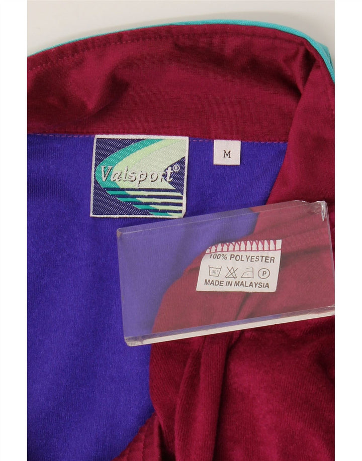 VINTAGE Herren-Trainingsanzug-Oberteil, mittleres Kastanienbraun, Farbblock-Polyester