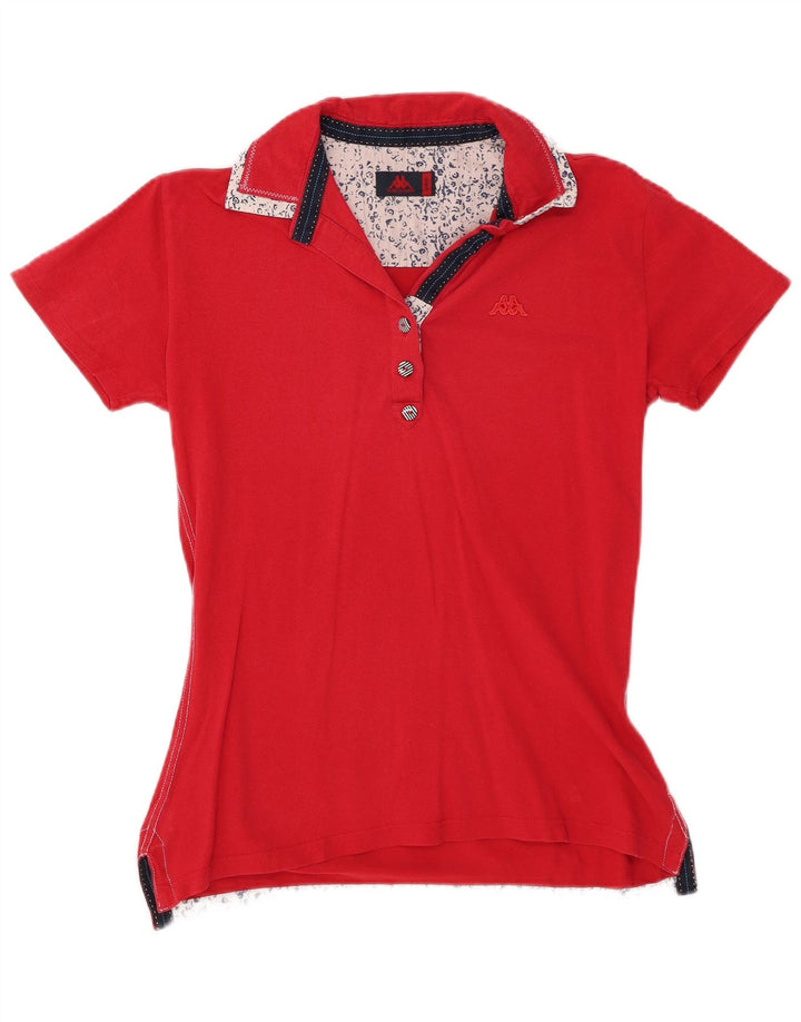 KAPPA Damen Poloshirt UK 14 Große rote Baumwolle