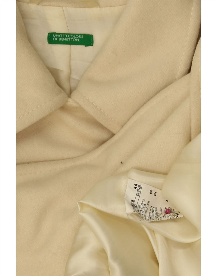 Benetton Damen Zweireihiger Mantel IT 44 Mittelweiße Wolle