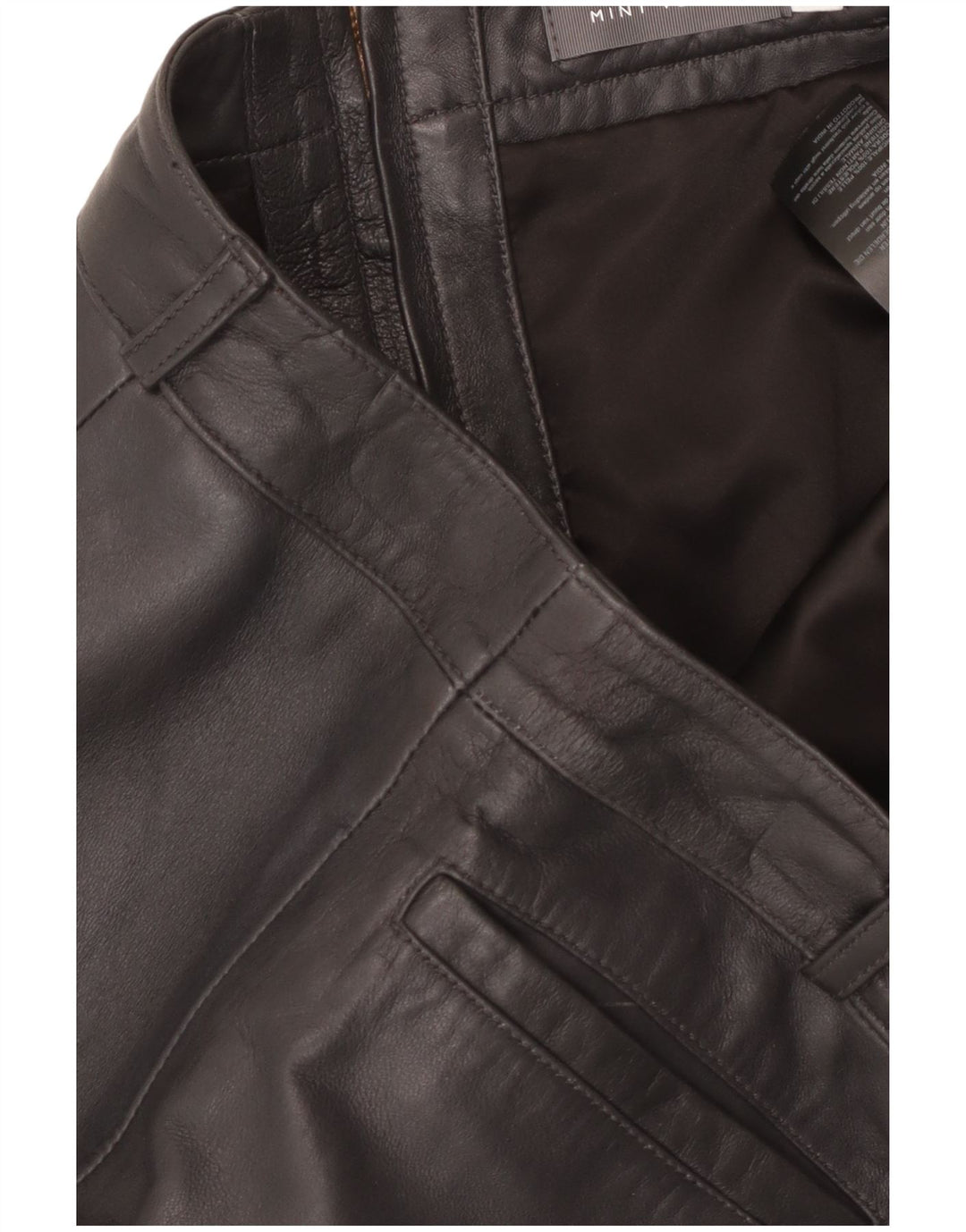 MINT VELVET Damen Lederrock UK 14 Large W34 Schwarzes Leder