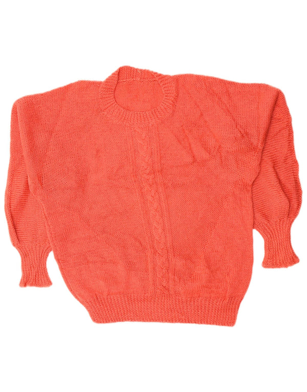 Vintage Damen Übergroßer Pullover mit Rundhalsausschnitt UK 20 2XL Orange