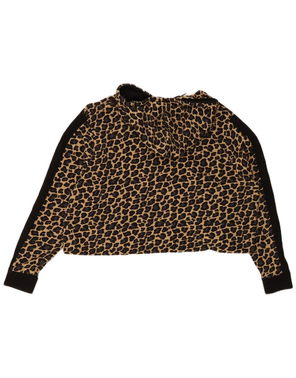 PUMA Damen Loose Fit Crop Hoodie Pullover UK 18 XL Beige Animal Print