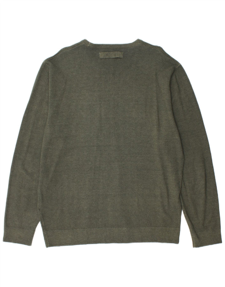 REPLAY Herren-Pullover mit U-Boot-Ausschnitt, XL, Khaki, Wolle