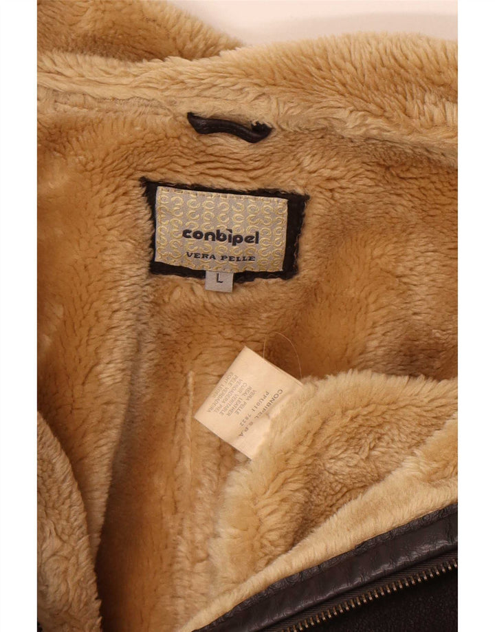 Conbipel Herren Sherpa Lederjacke UK 40 Large Braun