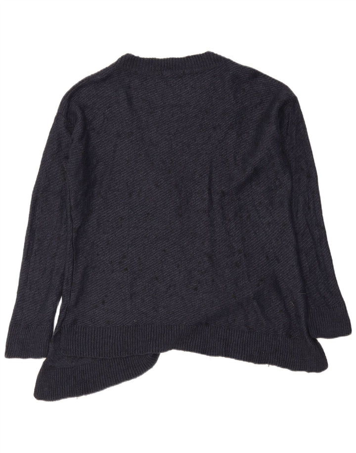 Übergroßer Damen-Pullover mit V-Ausschnitt von Zara, Gr. 14, mittleres Marineblau meliert