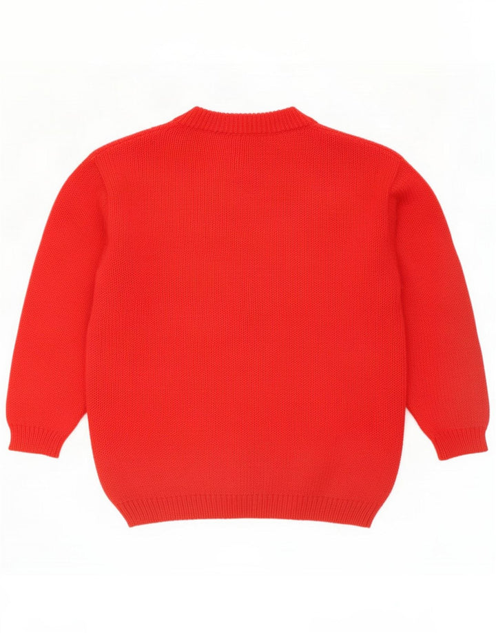 Vintage Damen Rollkragenpullover Pullover UK 14 Mittelrot Farbblock
