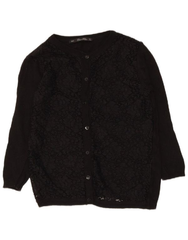 Zara Damen-Cardigan-Pullover, Gr. 10, klein, schwarz, geblümt