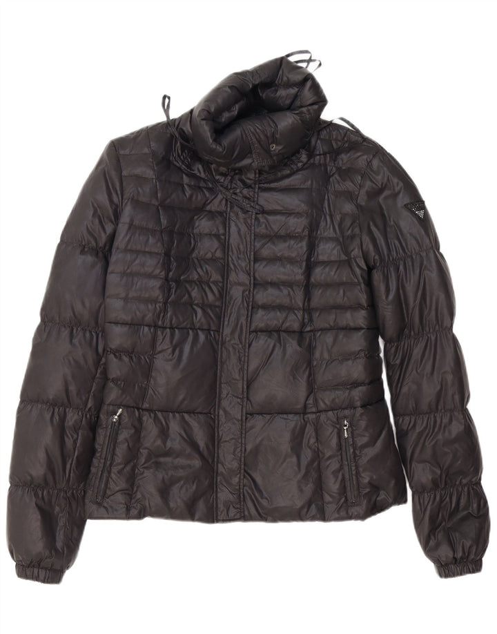 Guess Damen Wattierte Jacke UK 16 Large Schwarz Polyester