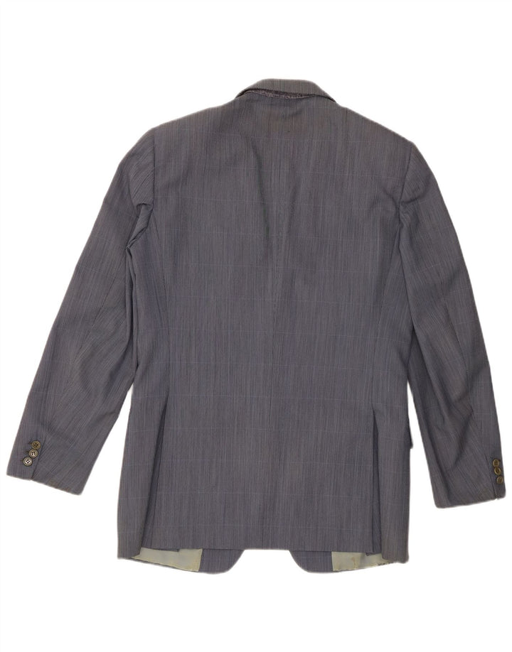 Burberrys Herren-Blazer mit 2 Knöpfen, IT 48, mittelblau karierte Wolle