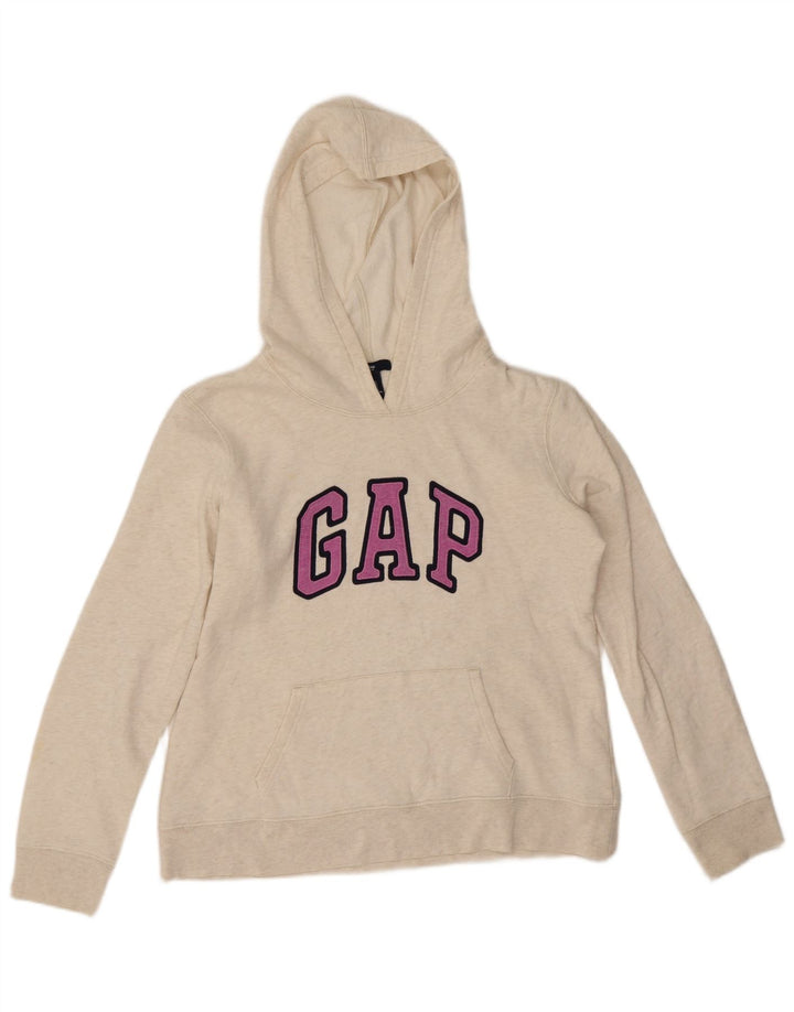 Gap Damen-Pullover mit grafischem Kapuzenpullover, Gr. 14, Mittelweiß