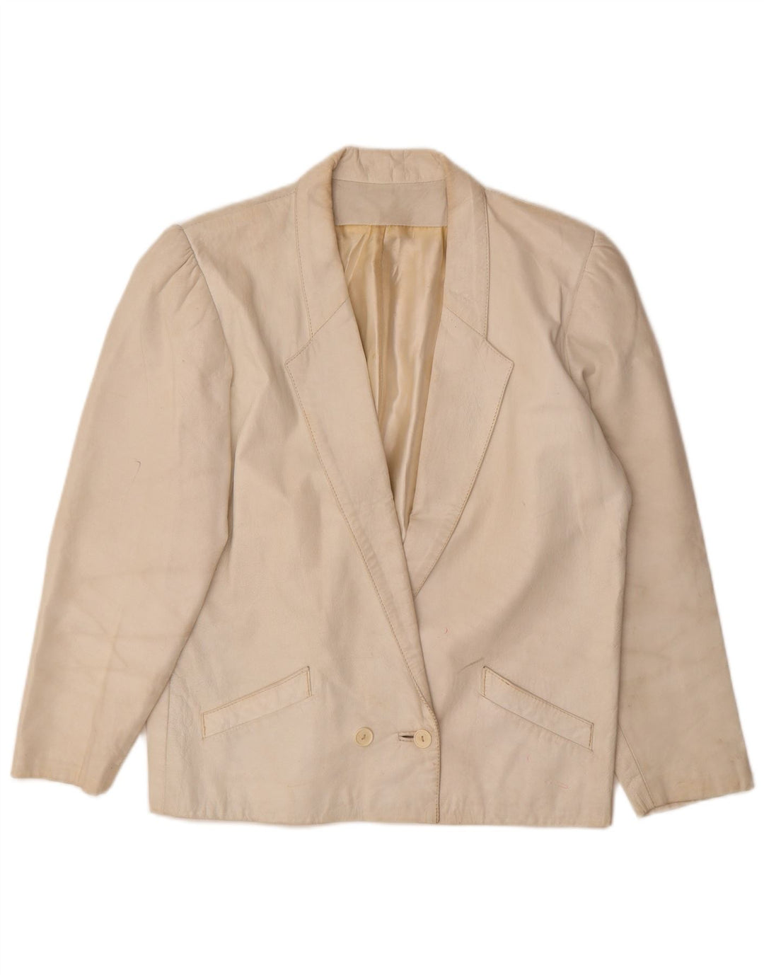 Vintage Damen Leder 2-teiliges Rock-Set UK 12 Medium W26 Off White