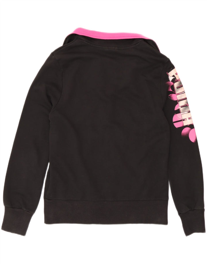 Puma Damen Graphic Trainingsanzug Top Jacke UK 14 Medium Schwarz