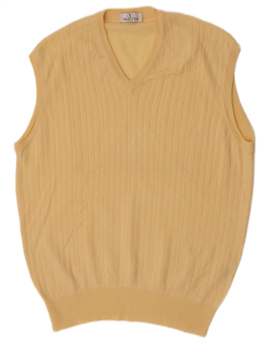 Valentino Herren Weste Tank Top Große gelbe Merinowolle