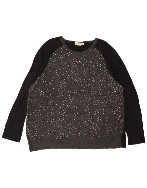 MICHAEL KORS Damen-Pullover mit U-Boot-Ausschnitt, UK 22 3XL, Grau, Farbblock