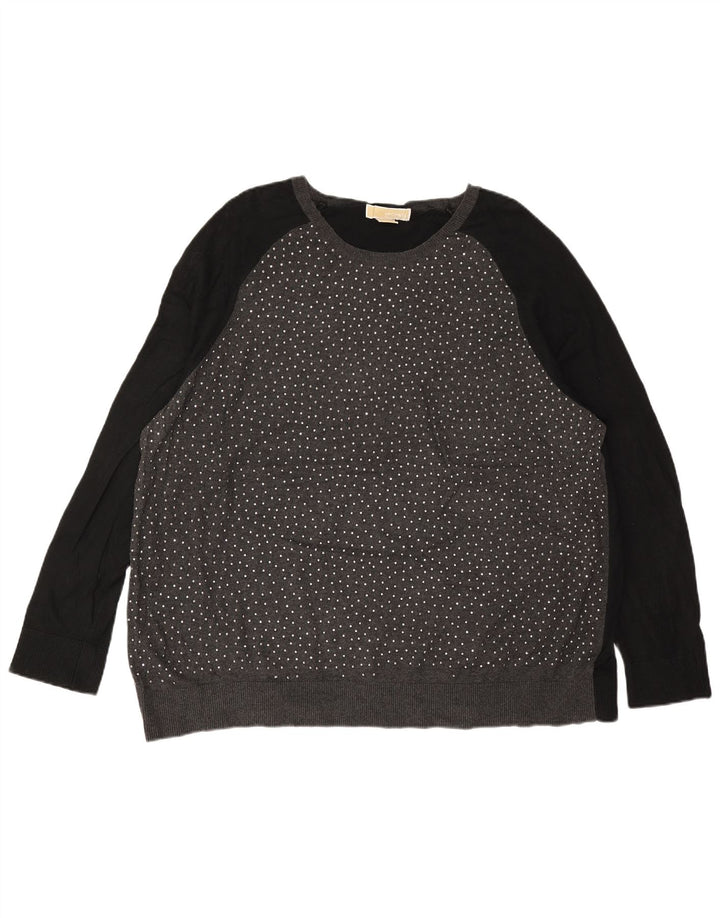 MICHAEL KORS Damen-Pullover mit U-Boot-Ausschnitt, UK 22 3XL, Grau, Farbblock