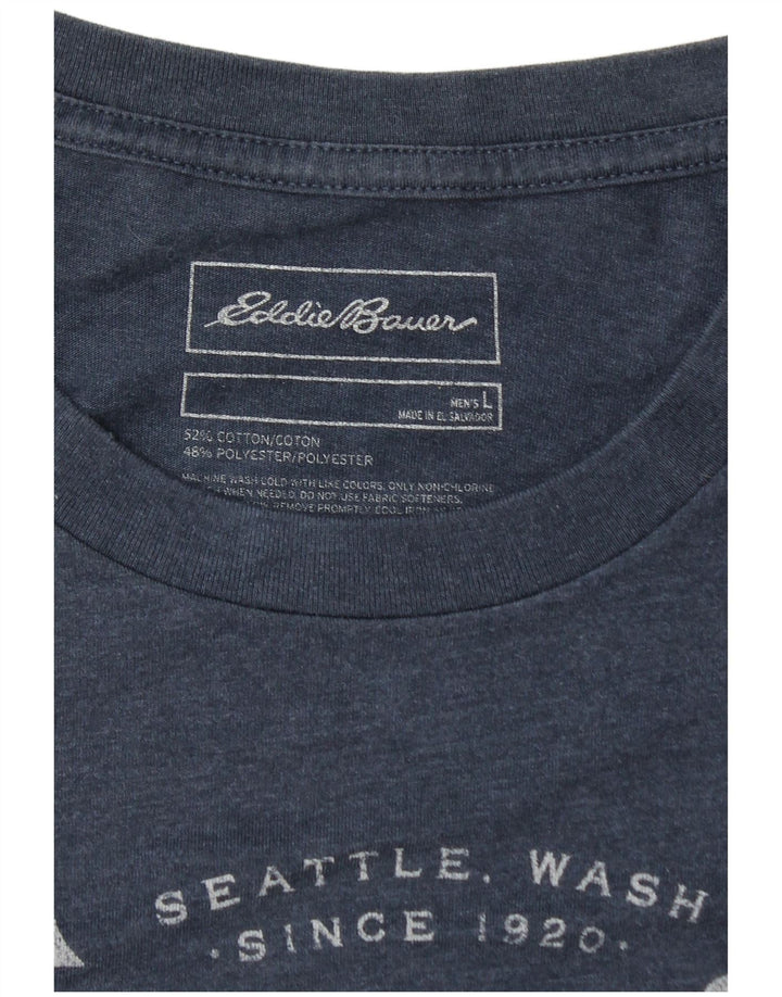 EDDIE BAUER Herren-T-Shirt mit Grafik, groß, aus blauer Baumwolle